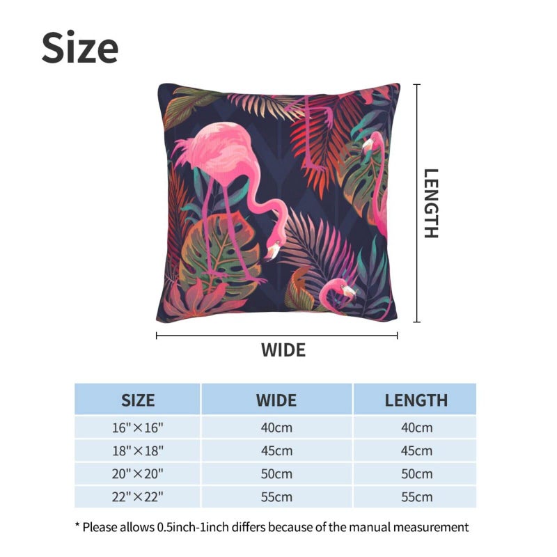 Abucaky Pillowcase Set of 2 Tropical Plants Pink Flamingos Throw Pillow Covers Shells for Couch Office Bedroom Home Decoration 18 X 18 Inches - Image 3